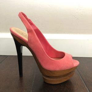 Jessica Simpson Platform Slingback Heels- Coral